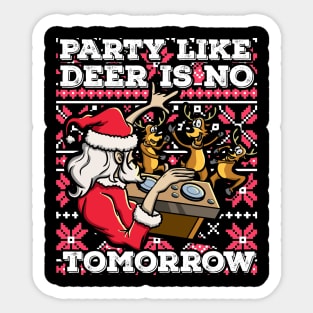 Santa Claus Deer DJ Dancing ReinDeer Party Fun Christmas Pun Sticker